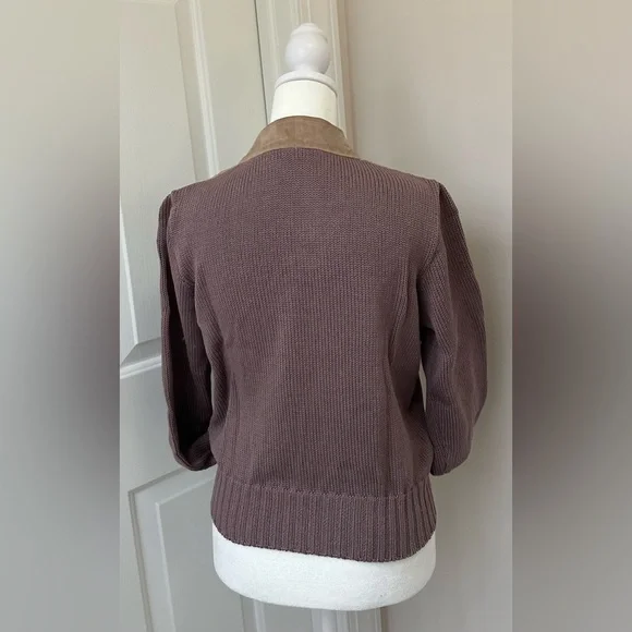 Fabiana Filippi two-tone chamois leather and cotton, waist cut jacket - Picture 5 of 16